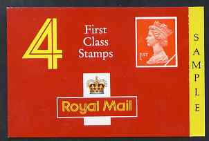 Great Britain 1990 Booklet cover proof 4x 1st class (no stamps) with SAMPLE printed in side panel, stamps on , stamps on booklets, stamps on 