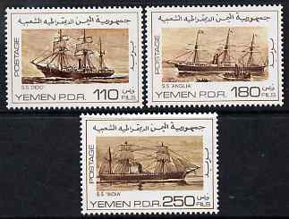 Yemen - Republic 1980 Screw Steamers perf set of 3 unmounted mint, SG 237-8, stamps on ships