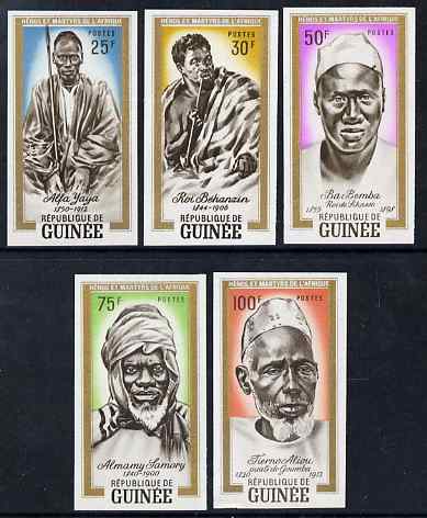 Guinea - Conakry 1962 African Heroes & Martyrs imperf set of 5 from limited printing unmounted mint, as SG 336-40, stamps on personalities, stamps on 