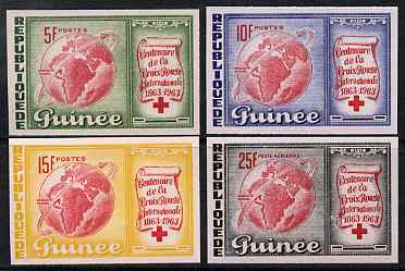 Guinea - Conakry 1963 Centenary of Red Cross imperf set of 4 from limited printing unmounted mint as SG 404-7, stamps on red cross, stamps on globes