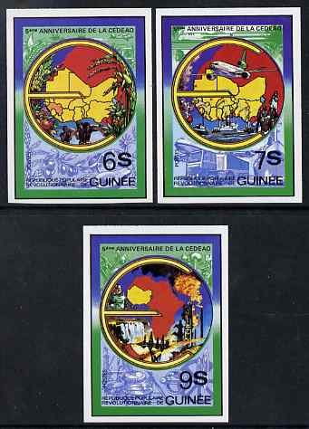 Guinea - Conakry 1982 5th Anniversary of Economic Community of West African States (ECOWAS) imperf set of 3 from limited printing unmounted mint as SG 1048-50, stamps on ecowas, stamps on constitutions