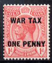 Gold Coast 1918 War Tax KG5 1d on 1d red unmounted mint SG 85, stamps on , stamps on  kg5 , stamps on 