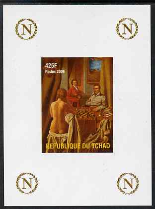Chad 2009 Napoleon #2 Playing Chess & Nude imperf deluxe sheet unmounted mint. Note this item is privately produced and is offered purely on its thematic appeal. , stamps on personalities, stamps on napoleon, stamps on chess, stamps on nudes  , stamps on dictators.