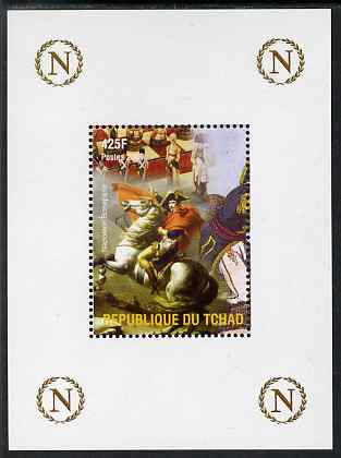 Chad 2009 Napoleon #4 Crossing the Alps by David perf deluxe sheet unmounted mint. Note this item is privately produced and is offered purely on its thematicappeal., stamps on personalities, stamps on napoleon, stamps on chess, stamps on arts, stamps on david, stamps on horses  , stamps on dictators.