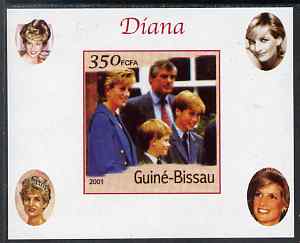 Guinea - Bissau 2001 Princess Diana #9 (with the Princes) imperf deluxe sheet unmounted mint. Note this item is privately produced and is offered purely on its thematic a..., stamps on personalities, stamps on royalty, stamps on diana, stamps on 