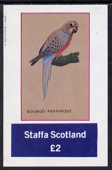 Staffa 1982 Bourkes Parrakeet imperf deluxe sheet (Â£2 value) unmounted mint, stamps on birds   parrots