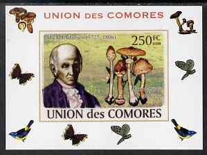 Comoro Islands 2008 Botanists & Fungi #4 Michel Adanson individual imperf deluxe sheet unmounted mint. Note this item is privately produced and is offered purely on its thematic appeal, it has no postal validity, stamps on , stamps on personalities, stamps on fungi, stamps on scientists, stamps on botany