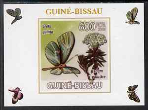 Guinea - Bissau 2009 Butterflies & Flowers #1 individual imperf deluxe sheet unmounted mint. Note this item is privately produced and is offered purely on its thematic ap..., stamps on butterflies, stamps on flowers