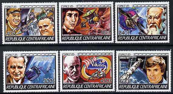 Central African Republic 1985 Space Research perf set of 6 unmounted mint SG 1145-50, stamps on space, stamps on astronauts, stamps on copernicus, stamps on 