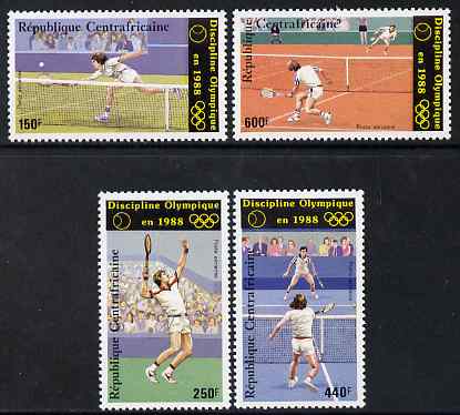 Central African Republic 1986 Seoul Olympic games - 1st issue - Tennis perf set of 4 unmounted mint SG 1244-7, stamps on olympics, stamps on tennis