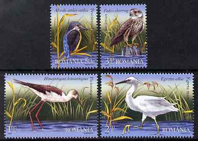 Rumania 2009 Birds from the Danube Delta perf set of 4 unmounted mint, stamps on birds, stamps on birds of prey, stamps on falcons, stamps on kingfishers, stamps on herons