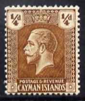 Cayman Islands 1921 KG5 1/4d yellow-brown Script CA unmounted mint, SG 69, stamps on , stamps on  kg5 , stamps on 