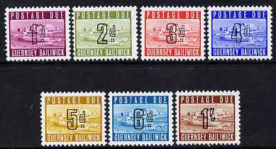 Guernsey 1969 Postage Due set of 7 complete unmounted mint, SG D1-7, stamps on castles