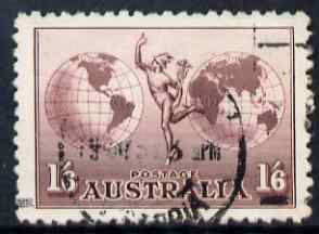 Australia 1934 Hermes 1s6d no wmk fine cds used with Plate Scratch top left, SG 153var, stamps on globes