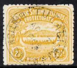 Solomon Islands 1907 Large Canoe 2.5d yellow cds used few nibbled perfs SG4, stamps on canoes