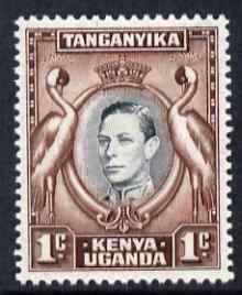 Kenya, Uganda & Tanganyika 1938-54 KG6 Crowned Cranes 1c black & chocolate P13.25 x 13.75 unmounted mint SG131a, stamps on birds, stamps on  kg6 , stamps on 