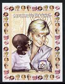 Chad 1997 Princess Diana 250f series #7 imperf deluxe sheet unmounted mint, stamps on personalities, stamps on diana, stamps on royalty, stamps on women