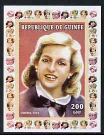 Guinea - Conakry 1997 Princess Diana 200f series #7 imperf deluxe sheet unmounted mint. Note this item is privately produced and is offered purely on its thematic appeal, stamps on personalities, stamps on diana, stamps on royalty, stamps on women