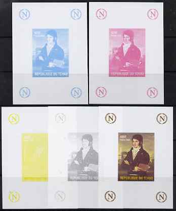 Chad 2009 Napoleon #8 Lucien Bonaparte deluxe sheet, the set of 5 imperf progressive proofs comprising the 4 individual colours plus all 4-colour composite, unmounted mint. , stamps on personalities, stamps on napoleon  , stamps on dictators.