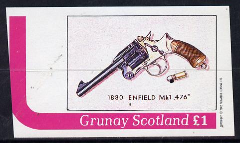 Grunay 1982 Pistols (Enfield) imperf souvenir sheet (Â£1 value) unmounted mint, stamps on militaria, stamps on firearms
