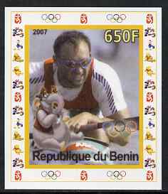 Benin 2007 Rowing #02 individual imperf deluxe sheet with Olympic Rings & Disney Character unmounted mint, stamps on sport, stamps on olympics, stamps on rowing, stamps on disney, stamps on 