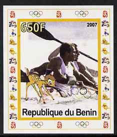 Benin 2007 Rowing #03 individual imperf deluxe sheet with Olympic Rings & Disney Character unmounted mint, stamps on sport, stamps on olympics, stamps on rowing, stamps on disney, stamps on deer