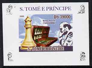 St Thomas & Prince Islands 2009 Chess Grand Masters #1 - Bobby Fischer individual imperf deluxe sheet unmounted mint. Note this item is privately produced and is offered purely on its thematic appeal, stamps on personalities, stamps on chess