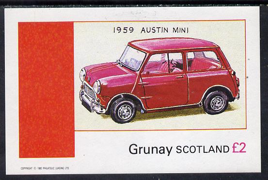 Grunay 1982 Austin Cars (Mini) imperf deluxe sheet (Â£2 value) unmounted mint, stamps on cars, stamps on austin