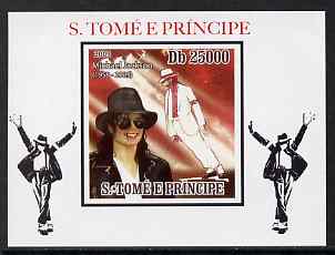 St Thomas & Prince Islands 2009 Michael Jackson #1 individual imperf deluxe sheet unmounted mint. Note this item is privately produced and is offered purely on its thematic appeal, stamps on personalities, stamps on music, stamps on rock, stamps on pops