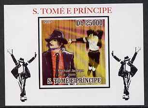 St Thomas & Prince Islands 2009 Michael Jackson #2 individual imperf deluxe sheet unmounted mint. Note this item is privately produced and is offered purely on its thematic appeal, stamps on personalities, stamps on music, stamps on rock, stamps on pops