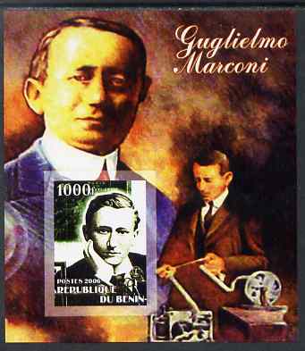 Benin 2006 Guglielmo Marconi #1 imperf m/sheet unmounted mint. Note this item is privately produced and is offered purely on its thematic appeal , stamps on personalities, stamps on radio, stamps on communications, stamps on nobel, stamps on physics, stamps on marconi