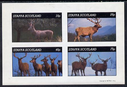 Staffa 1981 Deer imperf  set of 4 values (10p to 75p) unmounted mint, stamps on animals    deer