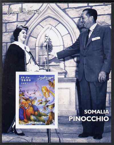 Somalia 2001 Pinocchio & Walt Disney #2 imperf s/sheet, unmounted mint. Note this item is privately produced and is offered purely on its thematic appeal , stamps on personalities, stamps on movies, stamps on cinema, stamps on films, stamps on disney, stamps on cartoons