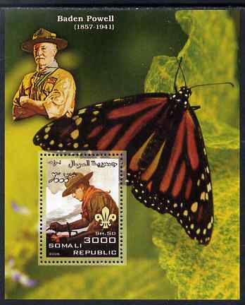 Somalia 2006 Scouts & Butterflies #1 perf s/sheet unmounted mint (Scout image by Norman Rockwell), stamps on scouts, stamps on butterflies, stamps on rockwell
