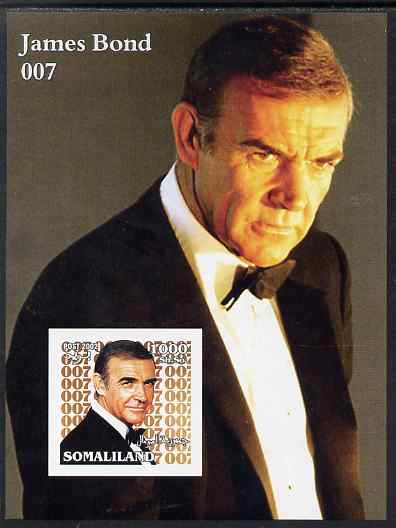 Somaliland 2002 James Bond (Sean Connery) #1 imperf m/sheet unmounted mint. Note this item is privately produced and is offered purely on its thematic appeal, stamps on movies, stamps on films, stamps on  spy , stamps on cinema, stamps on scots, stamps on scotland, stamps on entertainments, stamps on 