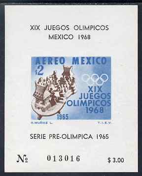Mexico 1965 Olympic Games (1st Issue) imperf m/sheet showing Ball game unmounted mint without gum as issued, SG MS 1107, stamps on sport, stamps on olympics, stamps on 