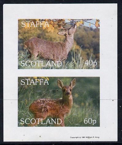 Staffa 1981 Deer imperf  set of 2 values (40p & 60p) unmounted mint, stamps on , stamps on  stamps on animals    deer