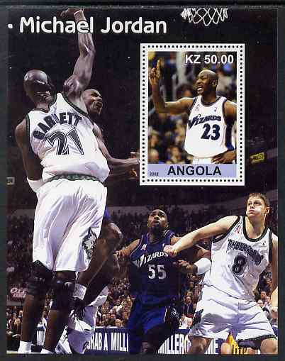 Angola 2002 Michael Jordan #2 perf souvenir sheet unmounted mint , stamps on personalities, stamps on basketball, stamps on sport