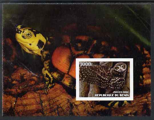 Benin 2004 Owls & Tortoises imperf s/sheet #1 unmounted mint. Note this item is privately produced and is offered purely on its thematic appeal, stamps on birds, stamps on birds of prey, stamps on owls, stamps on tortoises, stamps on animals, stamps on reptiles