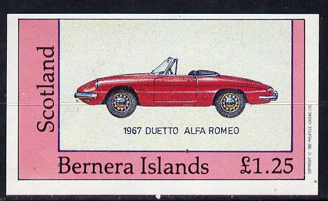 Bernera 1982 Sports Cars (1967 Alfa Romeo) imperf souvenir sheet (Â£1.25 value) unmounted mint, stamps on cars    sport      alfa romeo