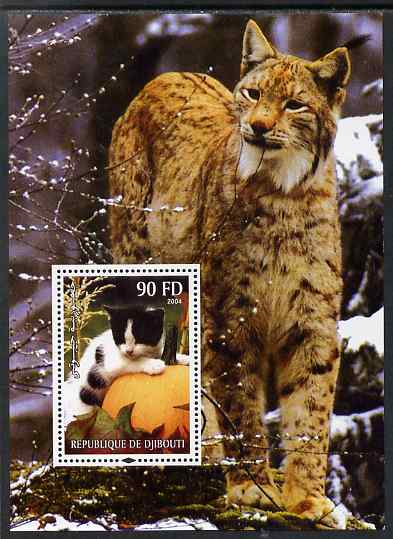 Djibouti 2004 Cats #2 (Domestic & Big cats) perf m/sheet unmounted mint, stamps on cats