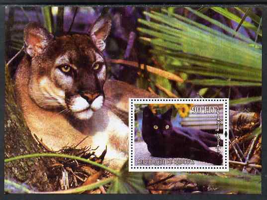 Djibouti 2004 Cats #3 (Domestic & Big cats) perf m/sheet unmounted mint, stamps on cats