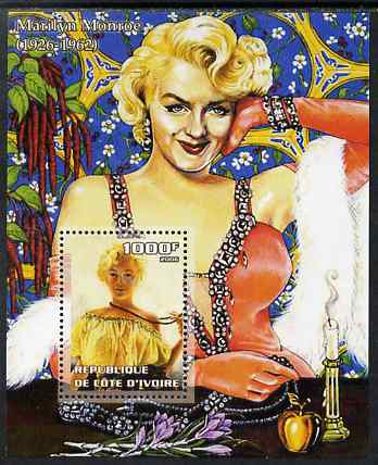 Ivory Coast 2006 Marilyn Monroe perf m/sheet unmounted mint, stamps on personalities, stamps on entertainments, stamps on films, stamps on cinema, stamps on women, stamps on marilyn monroe