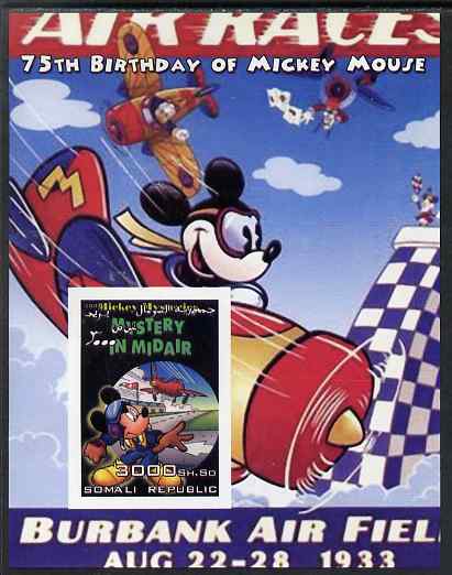 Somalia 2004 75th Birthday of Mickey Mouse #01 - Air Race imperf m/sheet unmounted mint, stamps on disney, stamps on personalities, stamps on films, stamps on cinema, stamps on aviation