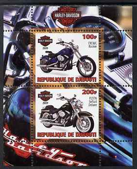 Djibouti 2009 Harley Davidson Motorcycles #1 perf sheetlet containing 2 values unmounted mint, stamps on motorbikes