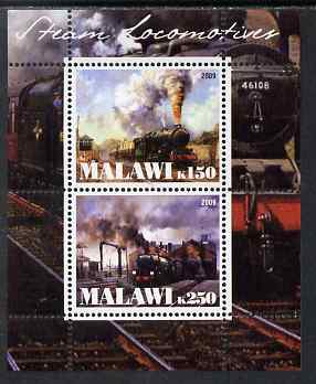 Malawi 2009 Steam Locomotives #1 perf sheetlet containing 2 values unmounted mint, stamps on railways