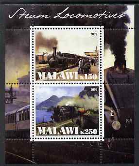 Malawi 2009 Steam Locomotives #2 perf sheetlet containing 2 values unmounted mint, stamps on railways