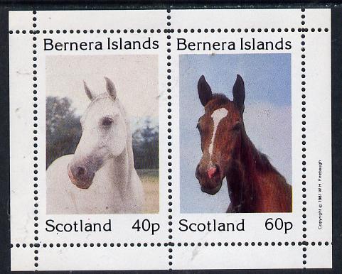 Bernera 1981 Horses perf  set of 2 values (40p & 60p) unmounted mint, stamps on animals    horses