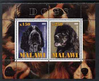 Malawi 2009 Dogs #1 perf sheetlet containing 2 values (English Springer Spaniel & Newfoundland) unmounted mint, stamps on dogs