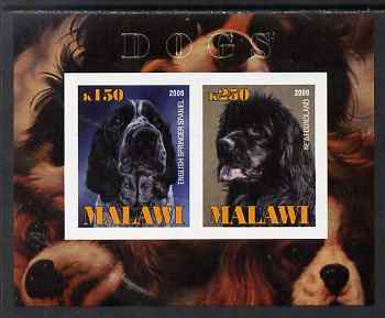 Malawi 2009 Dogs #1 imperf sheetlet containing 2 values (English Springer Spaniel & Newfoundland) unmounted mint, stamps on dogs